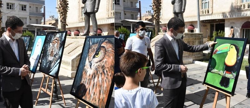 NUSAYBİN İLÇESİNDE HAYVANLARI KORUMA GÜNÜ RESİM SERGİSİ AÇILDI