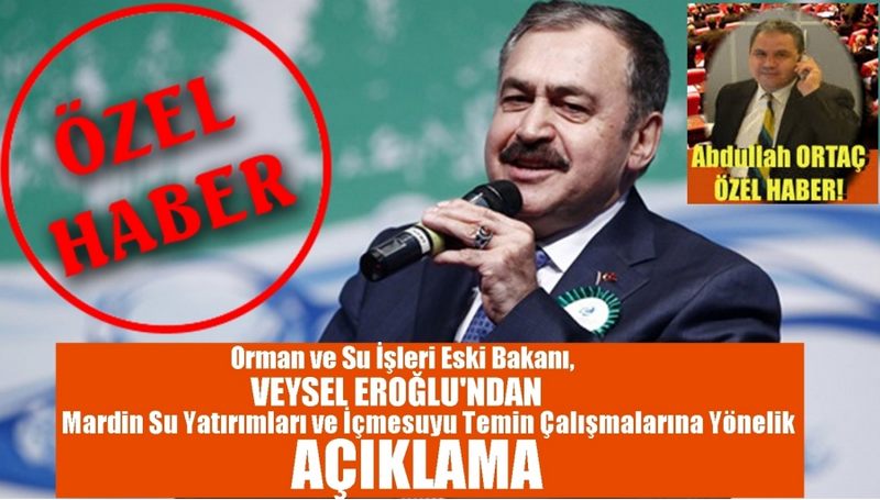 ESKİ BAKAN VEYSEL EROĞLUNDAN ÇOK ÖNEMLİ MARDİN SU YATIRIMLARINA İLİŞKİN AÇIKLAMA