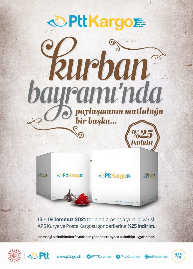 PTT’DEN KURBAN BAYRAMI’NA ÖZEL YÜZDE 25 KARGO İNDİRİMİ  