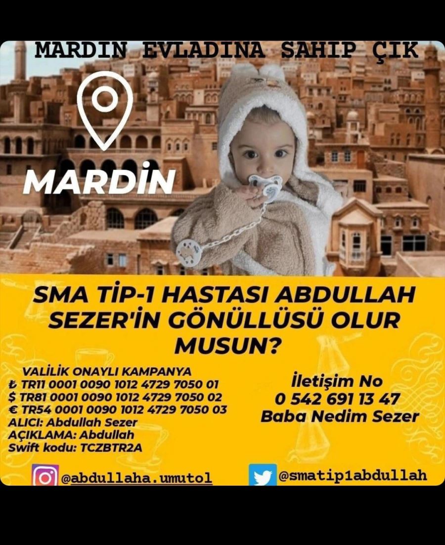 SMA TİP-1 HASTASI 1 YAŞINDAKİ ABDULLAH SEZER HAYIRSEVERLERDEN DESTEK BEKLİYOR