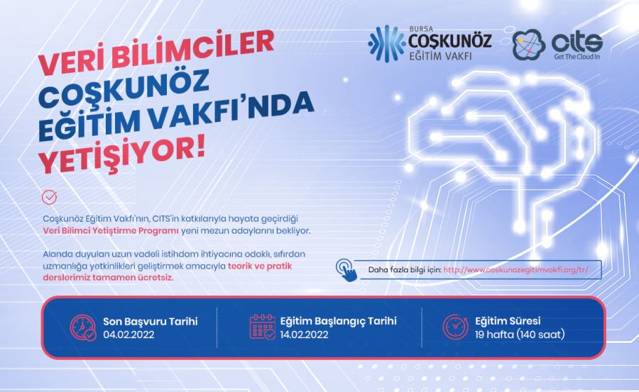 Coşkunöz Eğitim Vakfı, veri bilimci yetiştirmek için ücretsiz eğitim programına başlıyor.