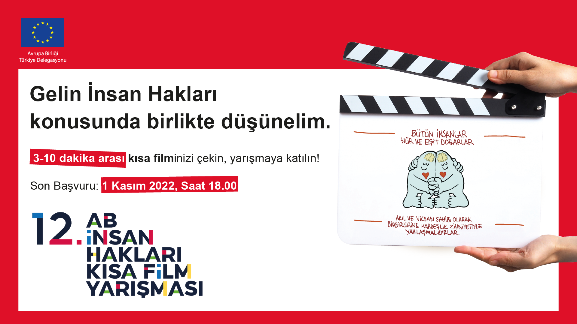 12. Avrupa Birliği İnsan Hakları Kısa Film Yarışması Başvuruları Devam Ediyor