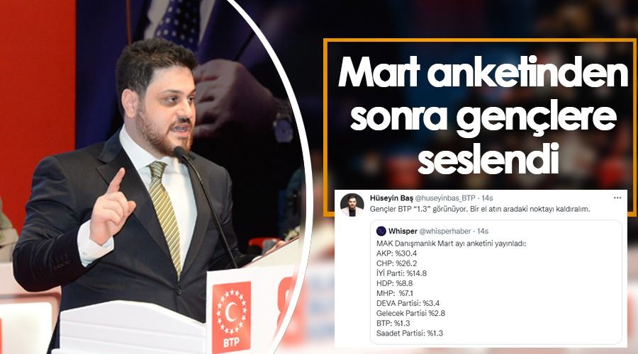  BTP Lideri Mart ayı anketinden sonra Gençlerden Destek İstedi