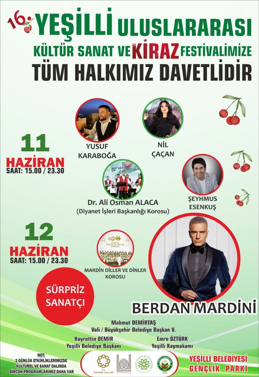 16.YEŞİLLİ KİRAZ FESTİVALİ 2 YIL ARADAN SONRA YENİDEN DÜZENLENİYOR