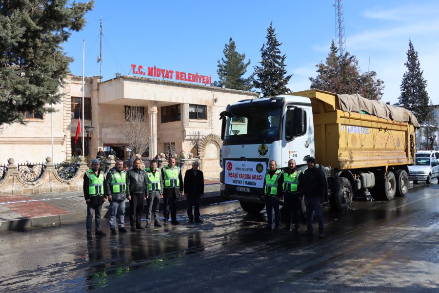 Midyat ilçesinden Deprem bölgesine yardım ve destekler sürüyor