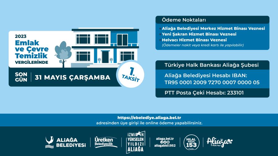 Aliağa Belediyesinden Belediye Vergilerinde Son Gün 31 Mayıs Uyarısı