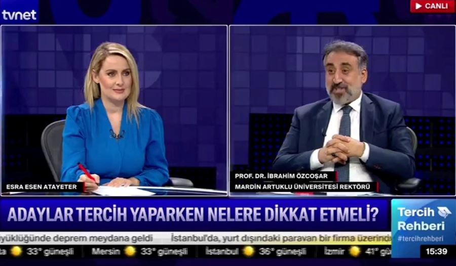 Mardin Artuklu Üniversitesi  Rektörü ÖZCOŞAR, TVNET Canlı Yayınına Konuk Oldu