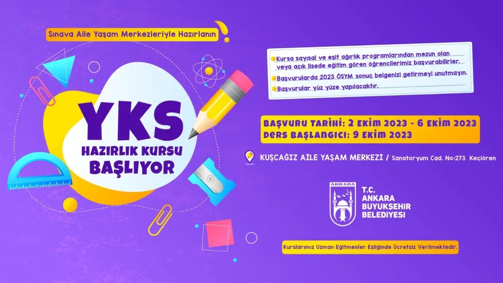 ANKARA BÜYÜKŞEHİR BELEDİYESİNDEN ÜCRETSİZ YKS VE EKPSS HAZIRLIK KURSU