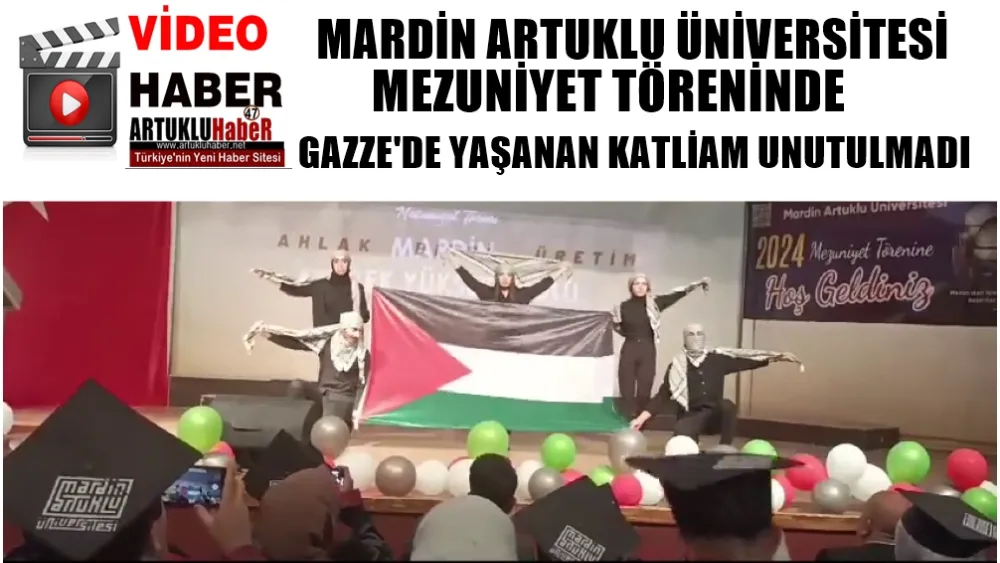 Artuklu Üniversitesinde Mezuniyet Kepleri Özgür Filistin Dilekleriyle Havaya Fırlatıldı.