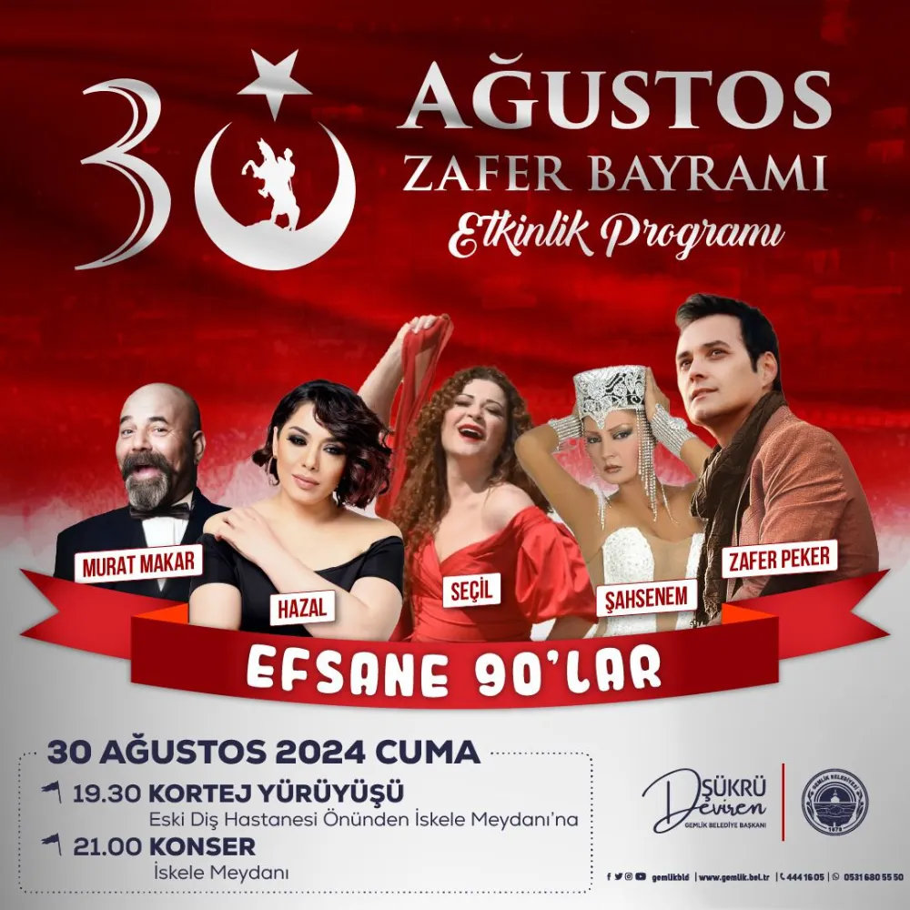 GEMLİK İLÇESİNDE 30 AĞUSTOS ÇEŞİTLİ ETKİNLİKLERLE KUTLANACAK