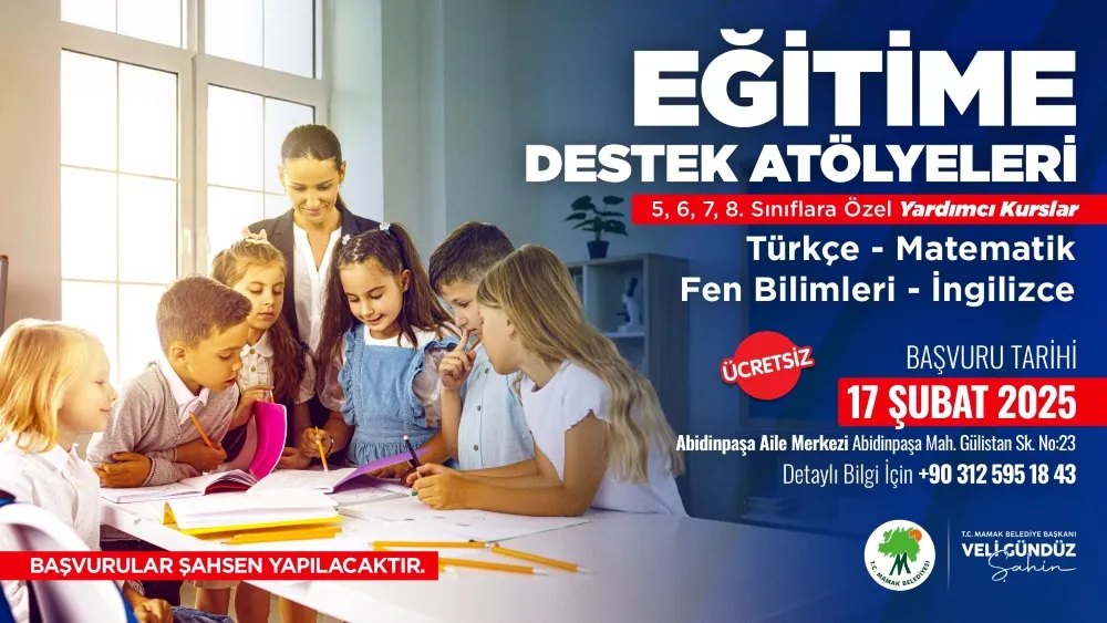 MAMAK BELEDİYESİNDEN EĞİTİME DESTEK ATÖLYELERİ